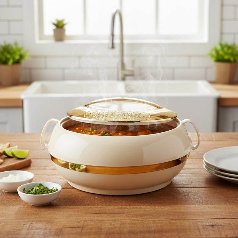 Asian Golden Crest  Casserole Dlx 3500 Ml - Assorted | Super PU Insulation Hot Pot with Stainless Steel Inner Casing | Serving Dishes with Lids | Hot Food Storage Container & Warmers - Image 3